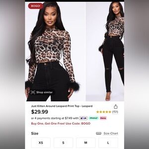 Fashion Nova sparkly Cheetah print top